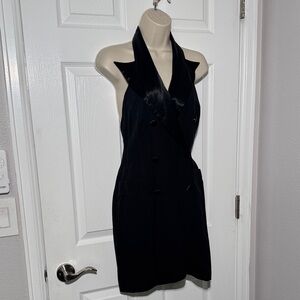 LIKE NEW Vintage Joseph Ribkoff Sexy Tuxedo Halter Dress. Size 4.